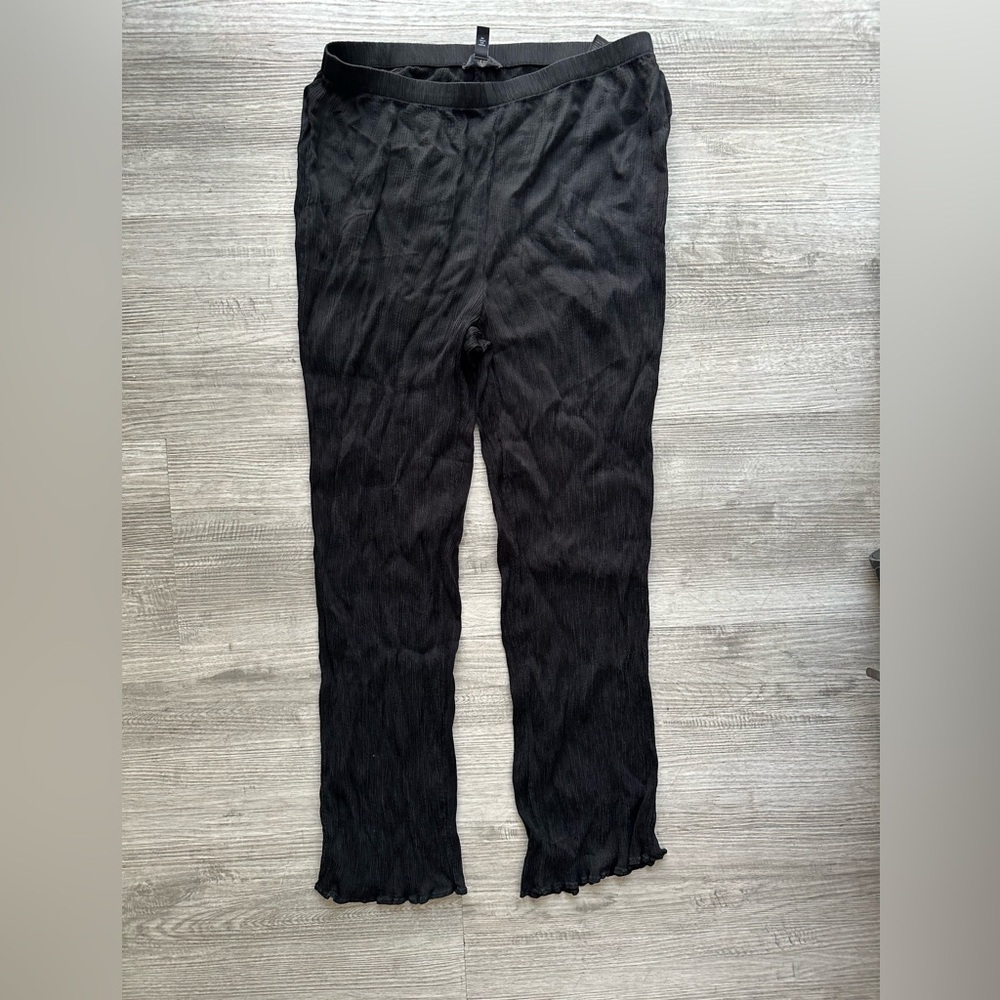 Eileen Fisher Black pants lounge textured pants Sz XS